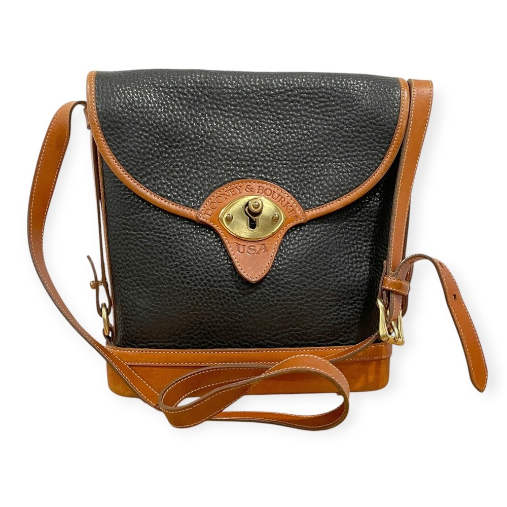 Vintage Dooney & Bourke Black Tan Leather Bucket Crossbody Bag Heritage USA